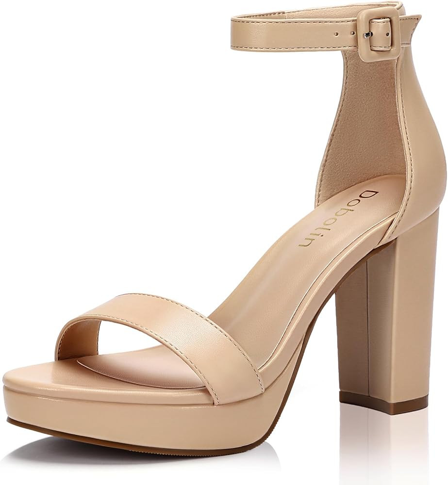 Wide Width Heels for Women Platform Heels 4-Inch Ankle Strap Open Toe Sandals Wedding Party Dress... | Amazon (US)