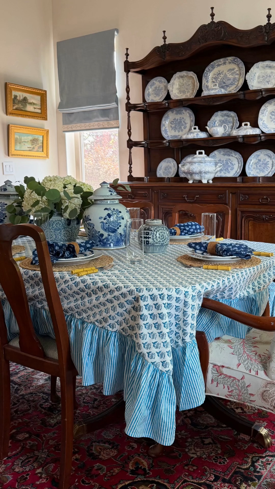 The prettiest blue and white table!