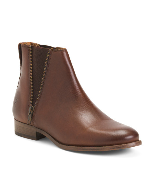 Leather Carly Zip Chelsea Booties | TJ Maxx