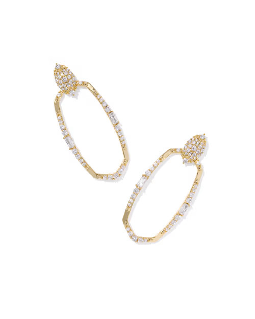 Essie Pave Gold Open Frame Earrings | Kendra Scott