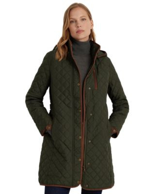 Lauren Ralph Lauren Petite Hooded Diamond-Quilted Coat, Created for Macy's - Black | Macy's