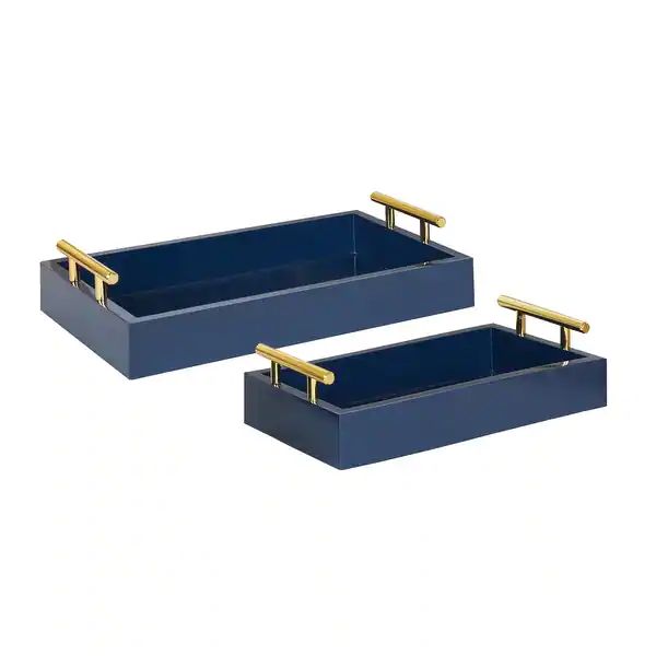 Kate and Laurel Lipton Rectangle Wood Tray Set - 2 Piece - Overstock - 33298272 | Bed Bath & Beyond