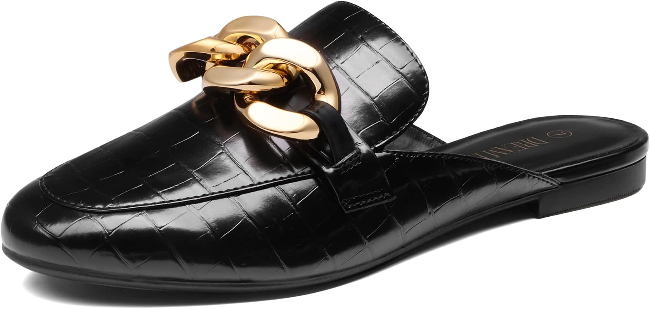 DREAM PAIRS Mules for Women Flats Shoes Comfortable Slip on Closed Toe Slides Loafers with Chain ... | Amazon (US)