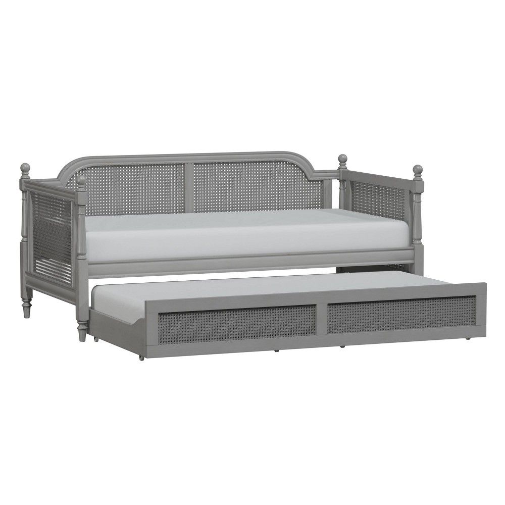 Twin Melanie Wood Cane Complete Daybed with Trundle French Gray - Hillsdale Furniture | Target