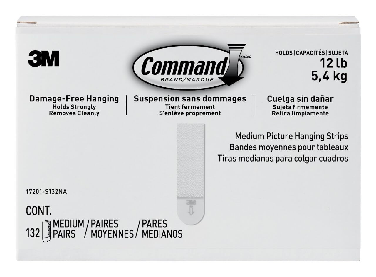 Command 10 lb Medium Picture Hanging Strips 132 Pairs (264 Command Strips), Damage-Free Hanging P... | Amazon (US)