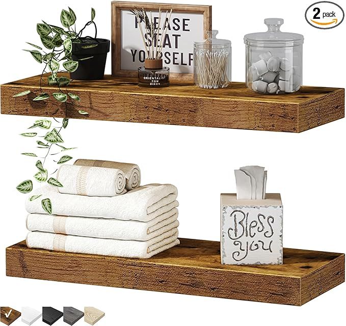 QEEIG Bathroom Floating Shelves for Wall - Shelf Over Toilet Small Wall Mounted Farmhouse Decor 1... | Amazon (US)