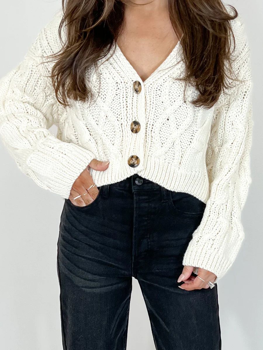 Cammie Cropped Cardigan | Ivory | Talulah