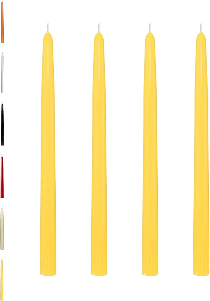 CandleNScent Taper Candles | Tapered Candlesticks - dripless 10 Inch unscented | Yellow | 4 Pack | Amazon (US)