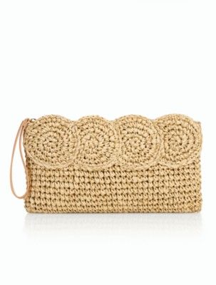 Crochet Paper Straw Clutch - Metallic | Talbots