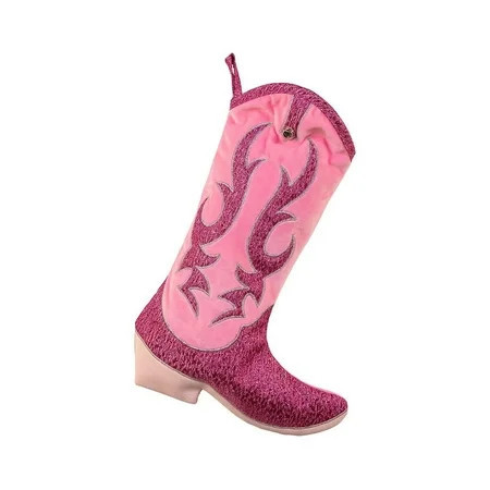 Kurt Adler Pink Velvet and Metallic Cowboy Boot Stocking, 18" | Walmart (US)