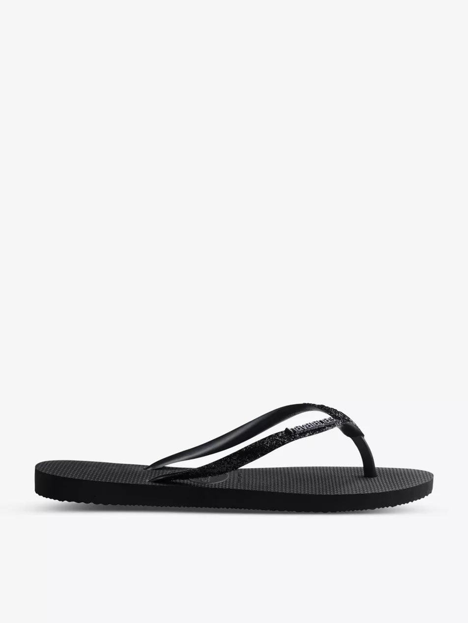 Slim Glitter II embellished rubber flip flops | Selfridges