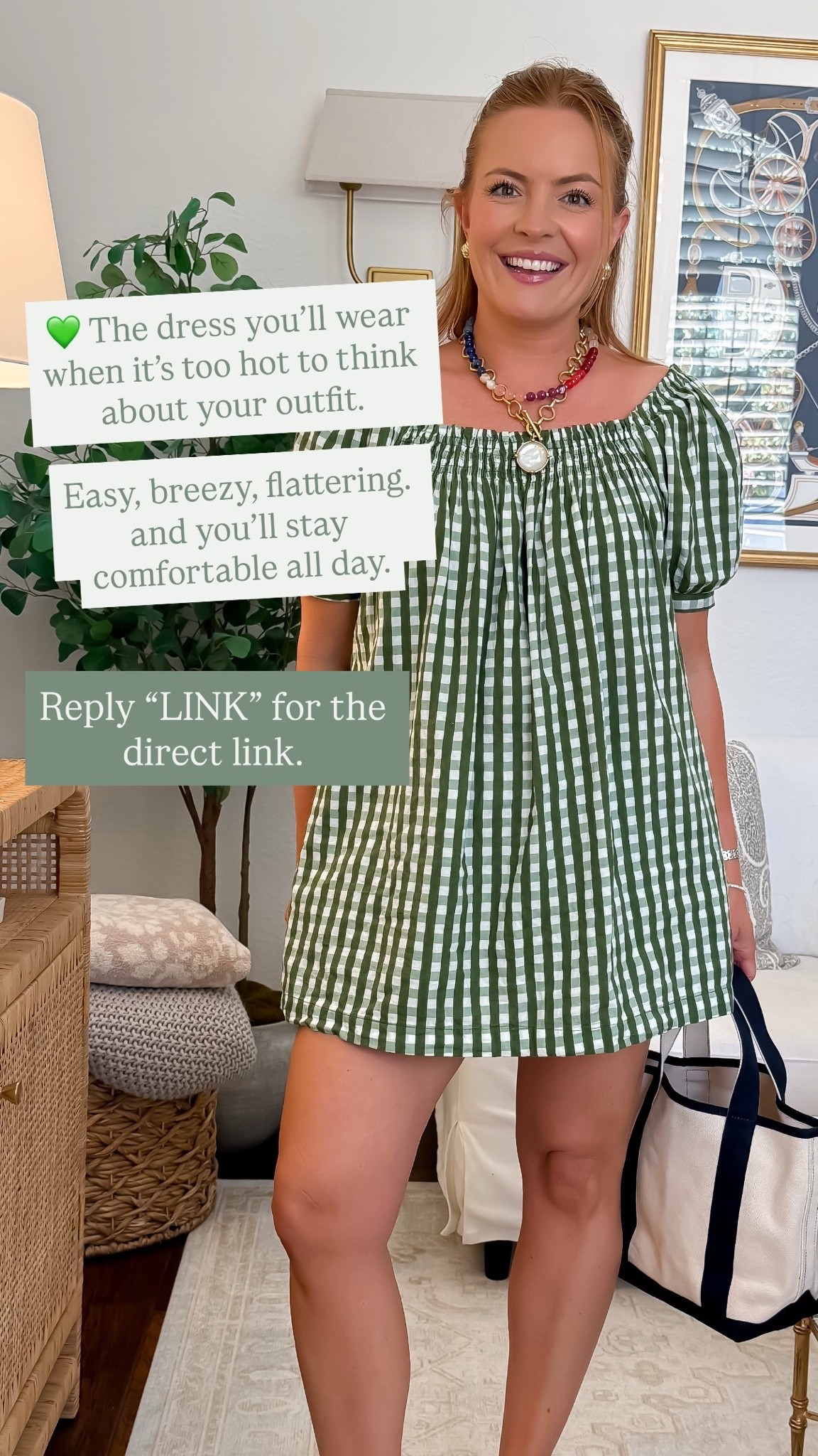 Your answer to “it’s way too hot to figure out what to wear.” 💚 This green gingham mini dress is breezy, comfortable and such an easy one-and-done outfit. Throw it on with sandals for errands, lunch, vacation, school pickup or an easy summer weekend look!
#ginghamdress #summerdress #momstyle #easyoutfit #casualsummerstyle #LTKStyle