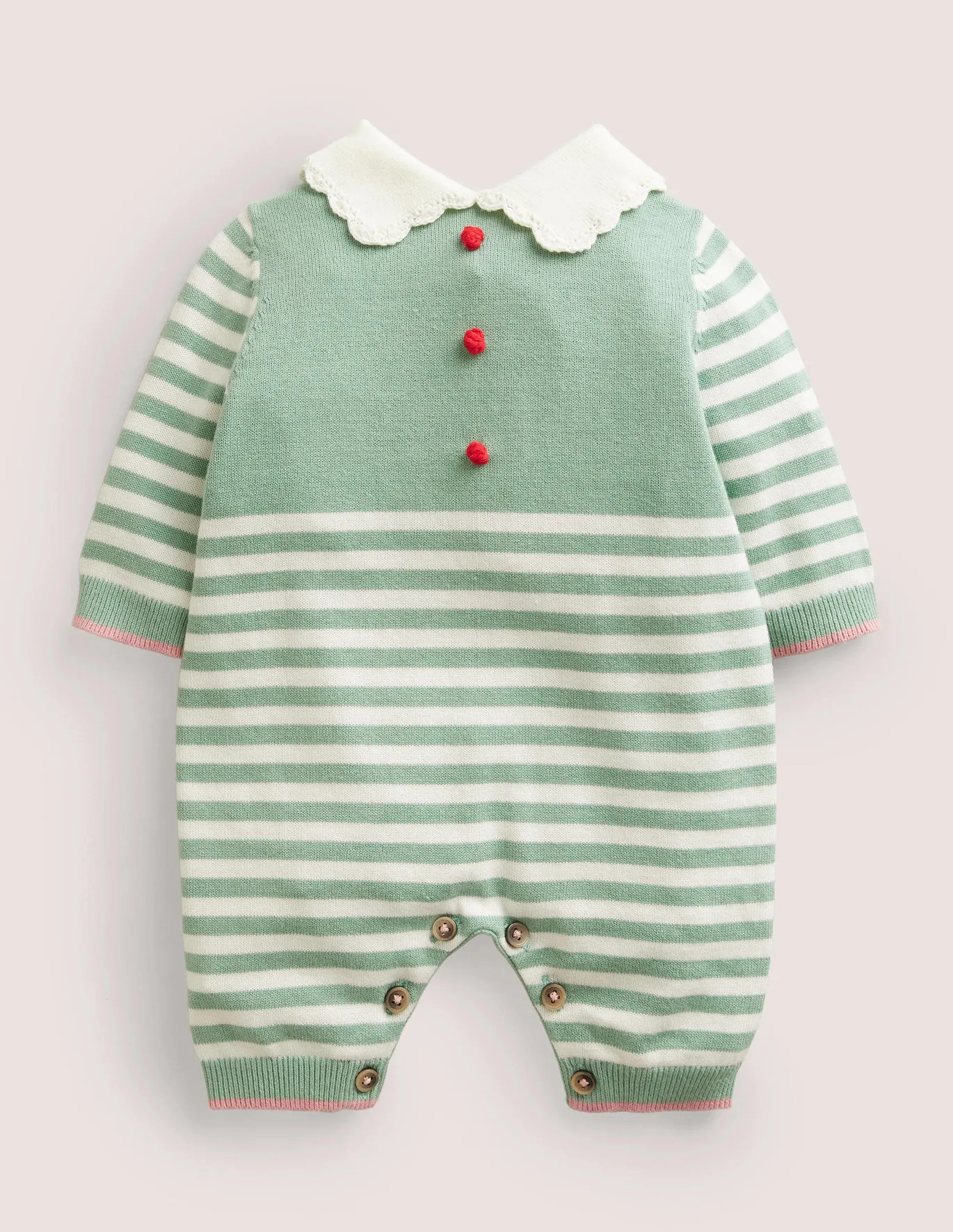 Green Striped Knitted Elf Romper - Csarite Green Stripe Elf | Boden (US)
