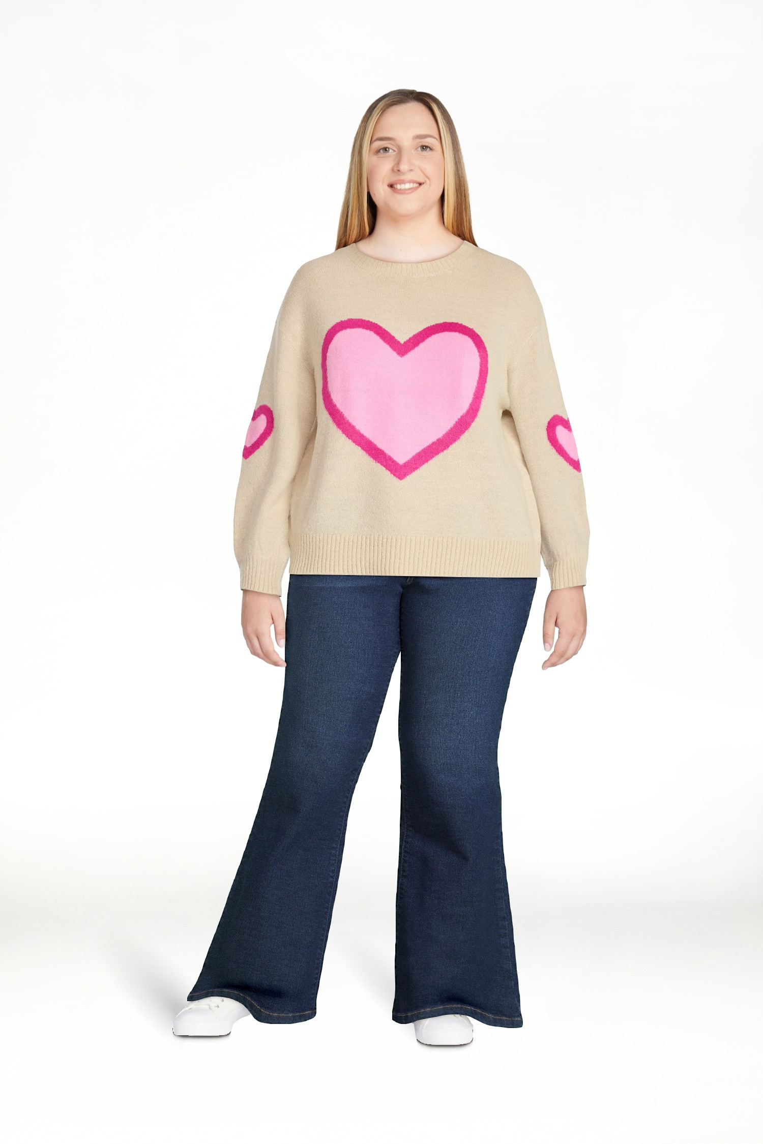 99 Jane Street Women's and Women's Plus Heart Sweater, Midweight, Sizes XS-4X | Walmart (US)