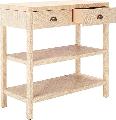 SAFAVIEH Home Collection Apis Raffia Drawer 2-Shelf Bookcase Console Table (Fully Assembled) CNS6... | Amazon (US)