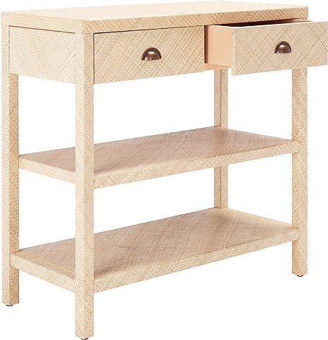 SAFAVIEH Home Collection Apis Raffia Drawer 2-Shelf Bookcase Console Table (Fully Assembled) CNS6... | Amazon (US)