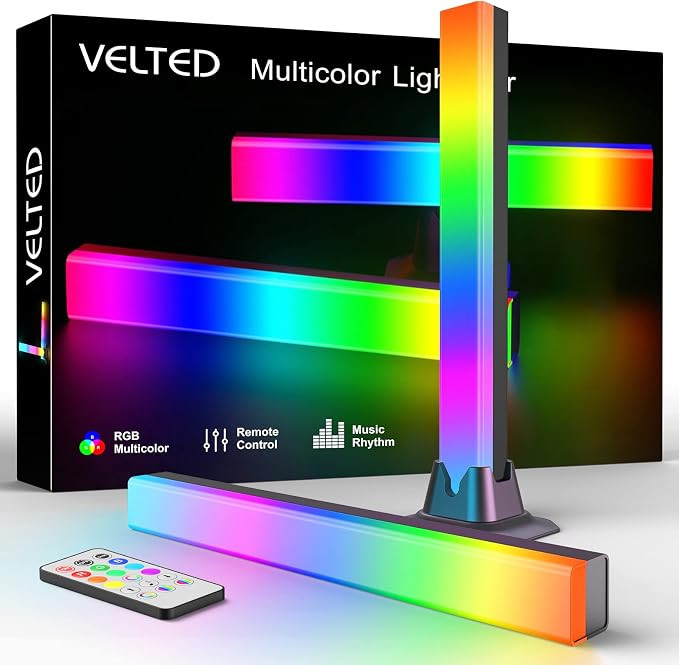 velted RGB Light Bar, Music Sync RGB IC LED Lights Bars, USB Powered Ambient Lighting, Remote Con... | Amazon (US)
