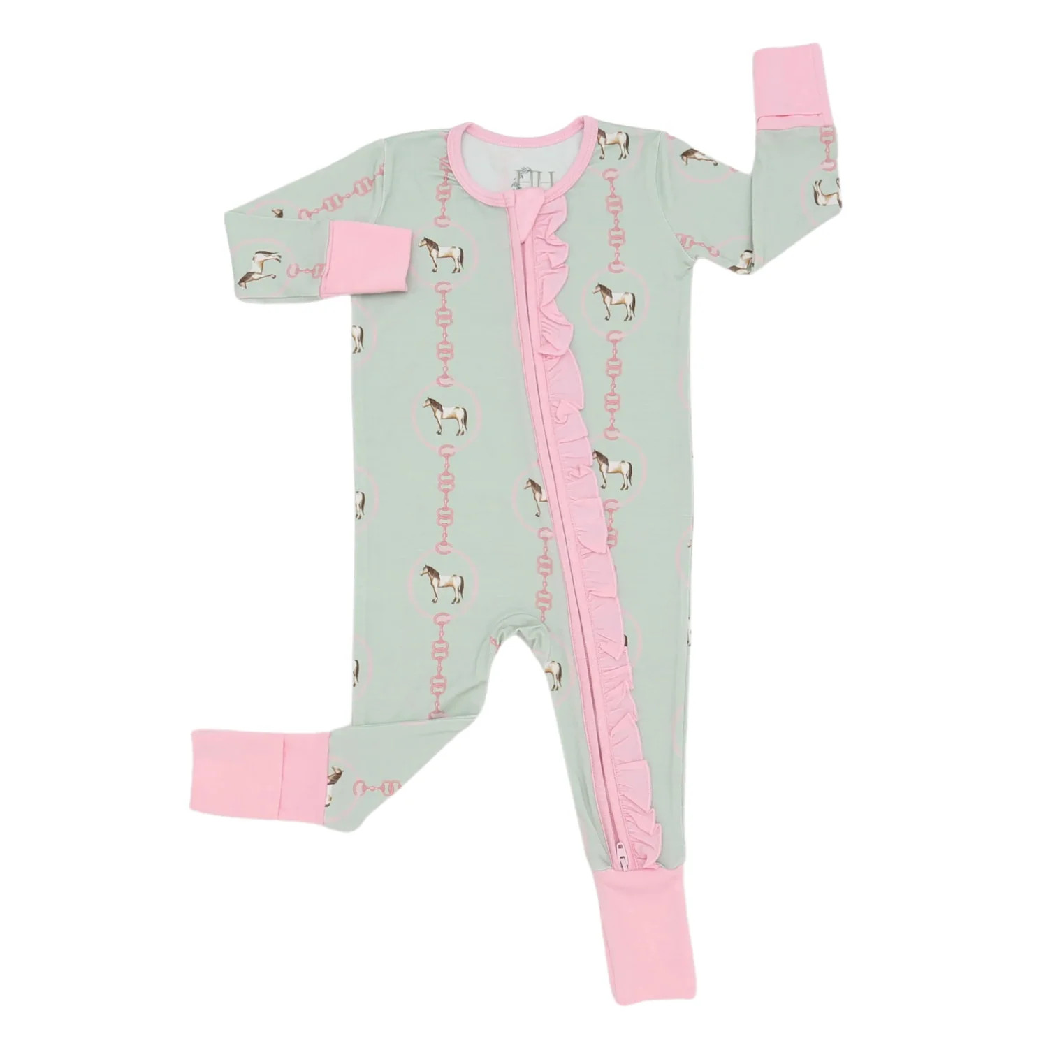 Girls Paloma Roundup Ruffle Double Zipper Romper | Hamner Hill