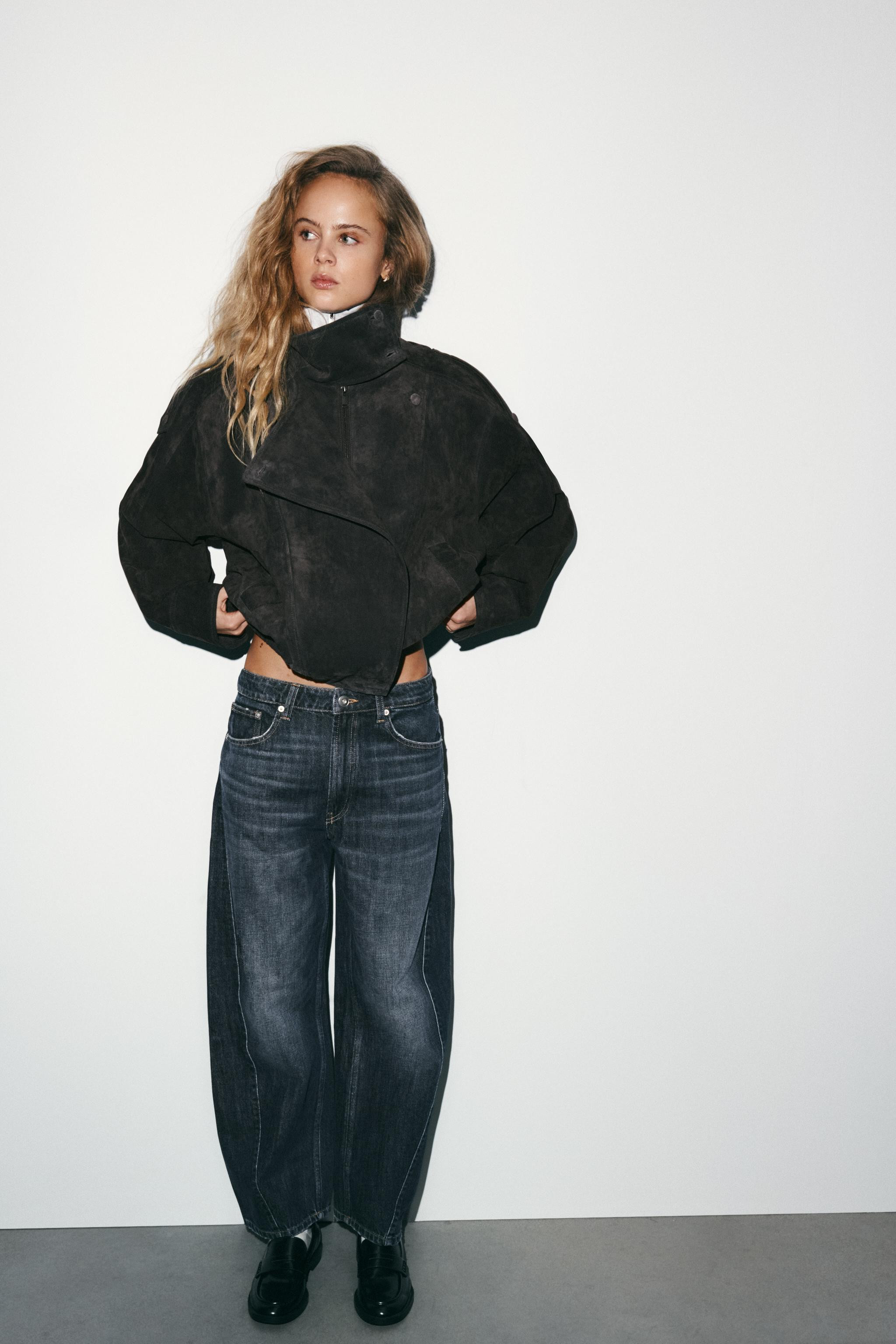 BIKERJACKE AUS 100 % WILDLEDER MIT BEZOGENEN KNÖPFEN | Zara DE