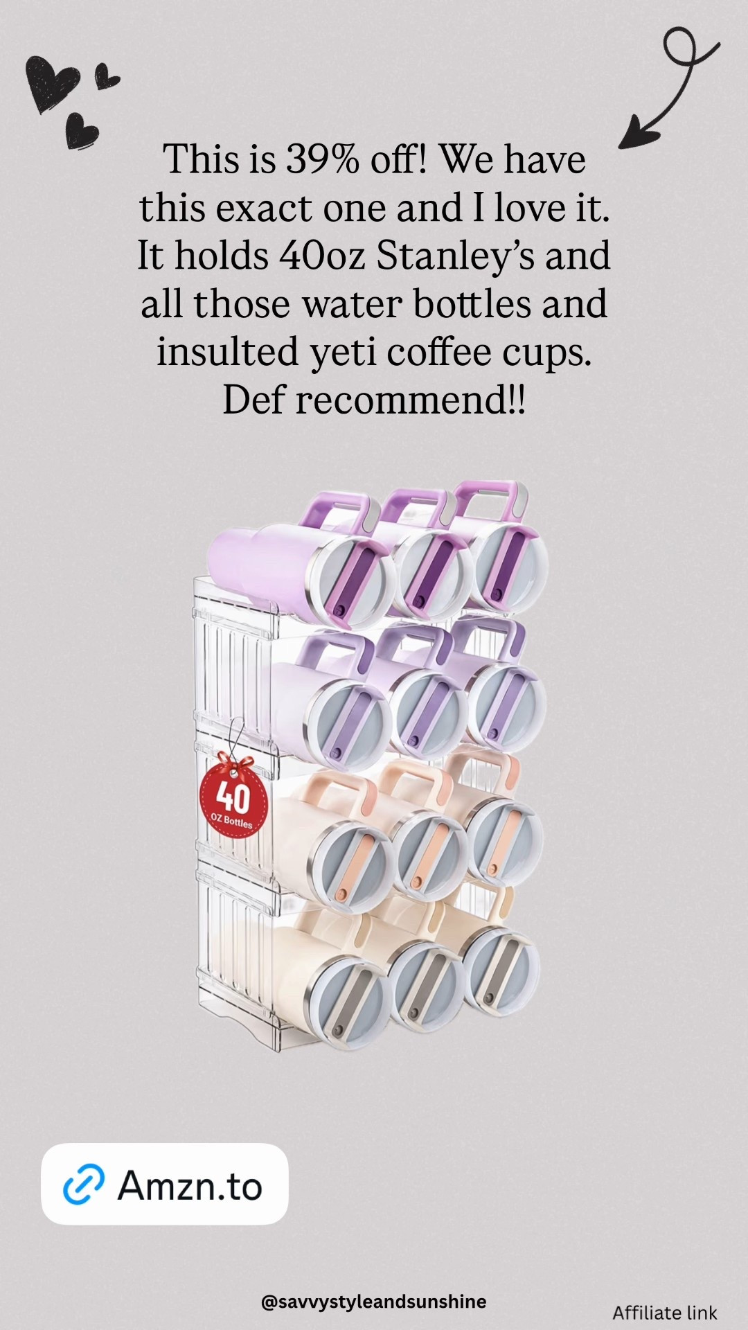 Tumbler organizer! This is 39% off! We have this exact one and I love it.
It holds 40oz Stanley's and all those water bottles and insulted yeti coffee cups. Def recommend!!

#LTKSaleAlert #LTKGiftGuide #LTKHome
