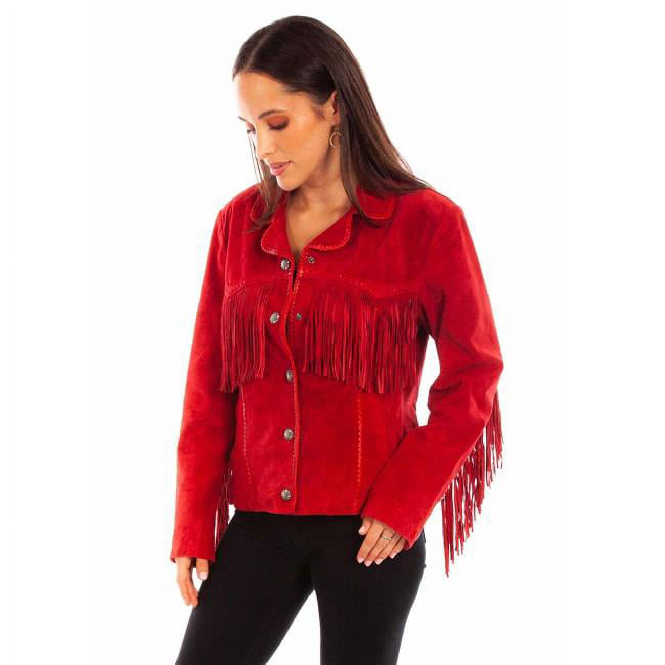 Scully L1080-27 XS Womens Suede Jacket with Fringe & Lacing, Red - Extra Small - Walmart.com | Walmart (US)