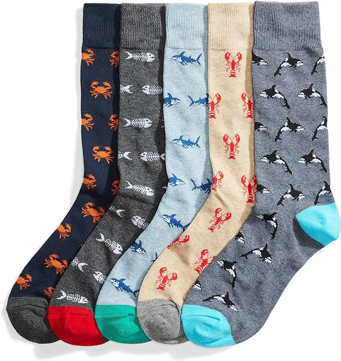 Amazon Brand - Goodthreads Men's 5-Pack Patterned Socks, Assorted Sea Life, One Size | Amazon (CA)