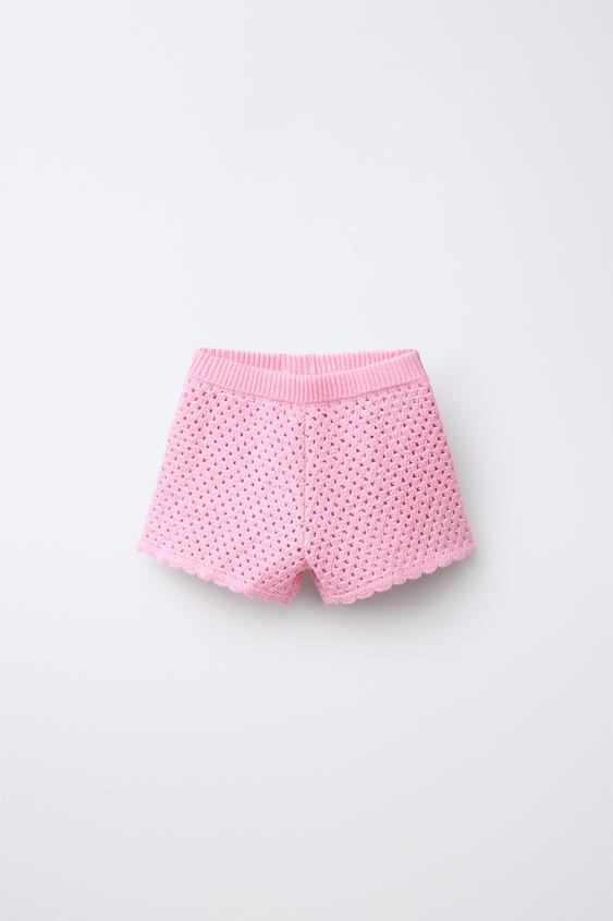 CROCHET KNIT SHORTS WITH FISH EMBROIDERY | Zara US