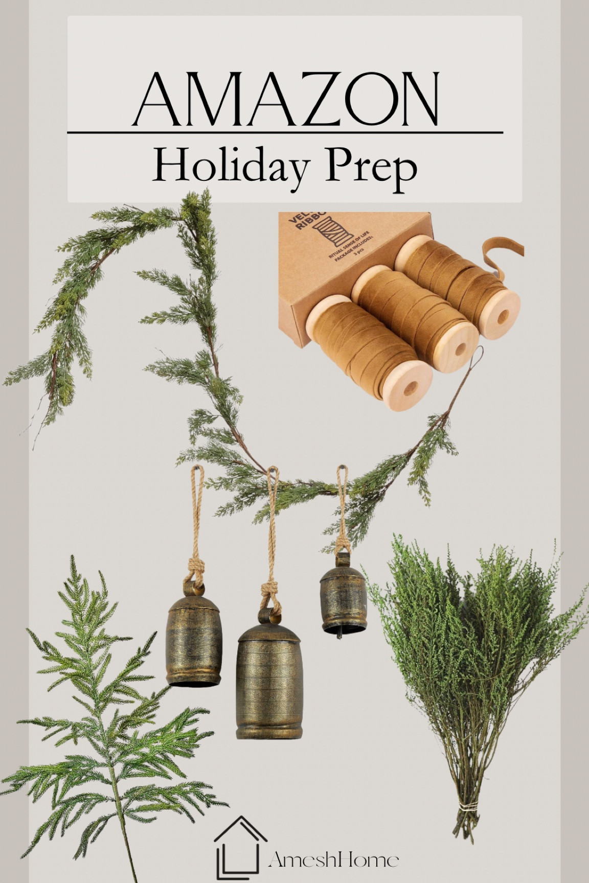 Amazon Christmas decor
Velvet ribbon, gold bells, evergreen stems, garland, vintage christmas

#LTKHoliday #LTKSeasonal #LTKhome