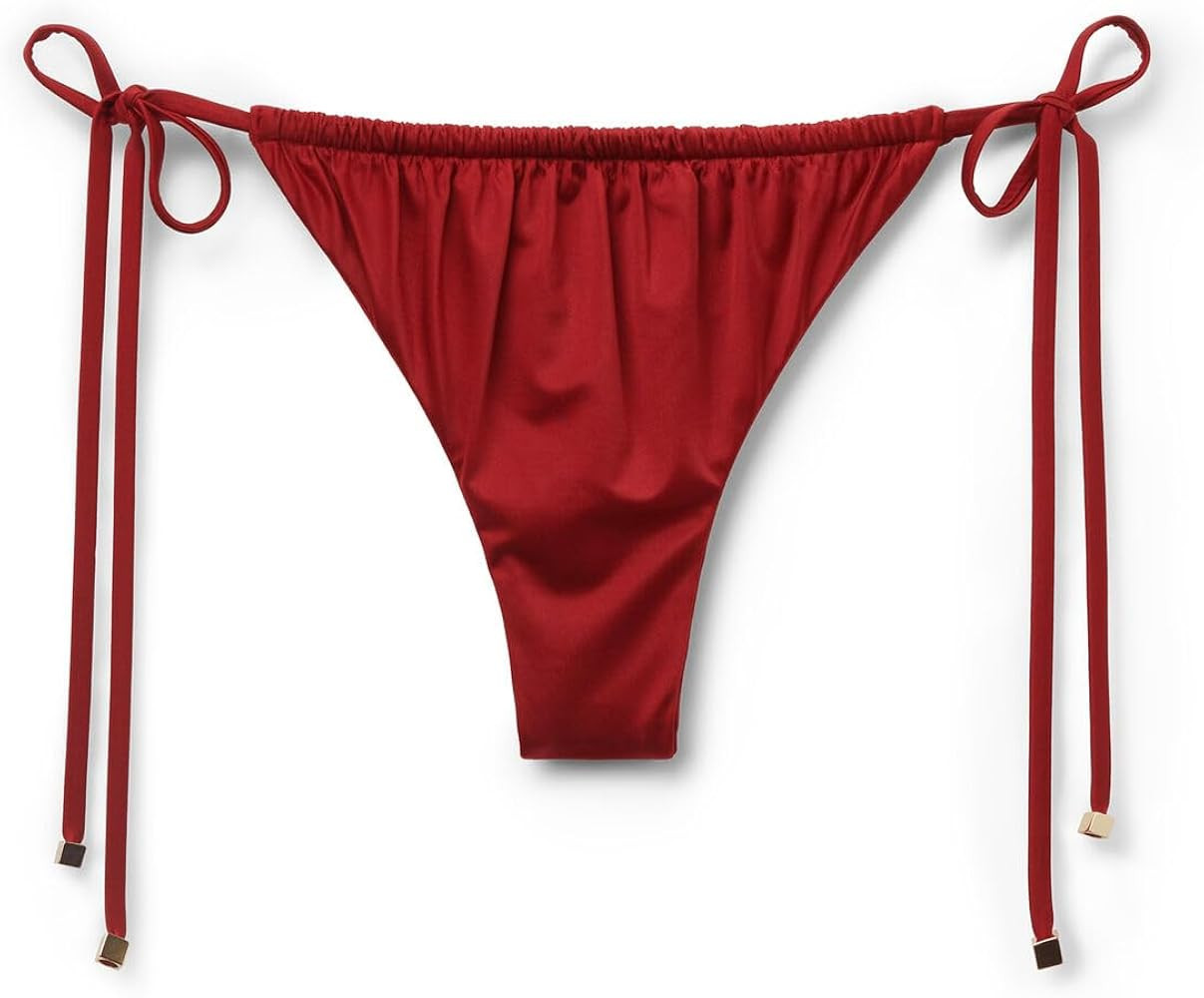 CALZEDONIA Shiny Satin Thong Swimsuit Bottoms | Amazon (US)