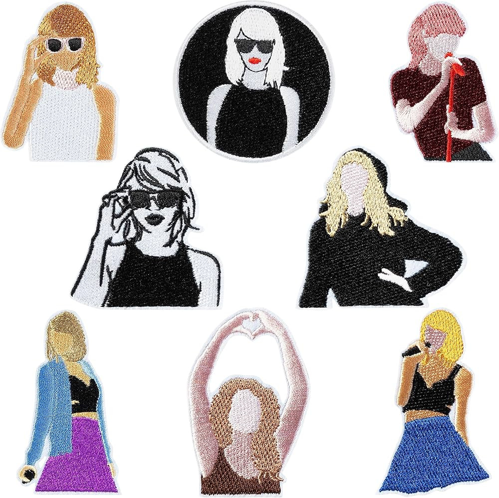 8 Pcs Singer Embroidered Patches Cartoon Sew Iron on Embroidery Applique Repair Patch Fashion DIY... | Amazon (US)
