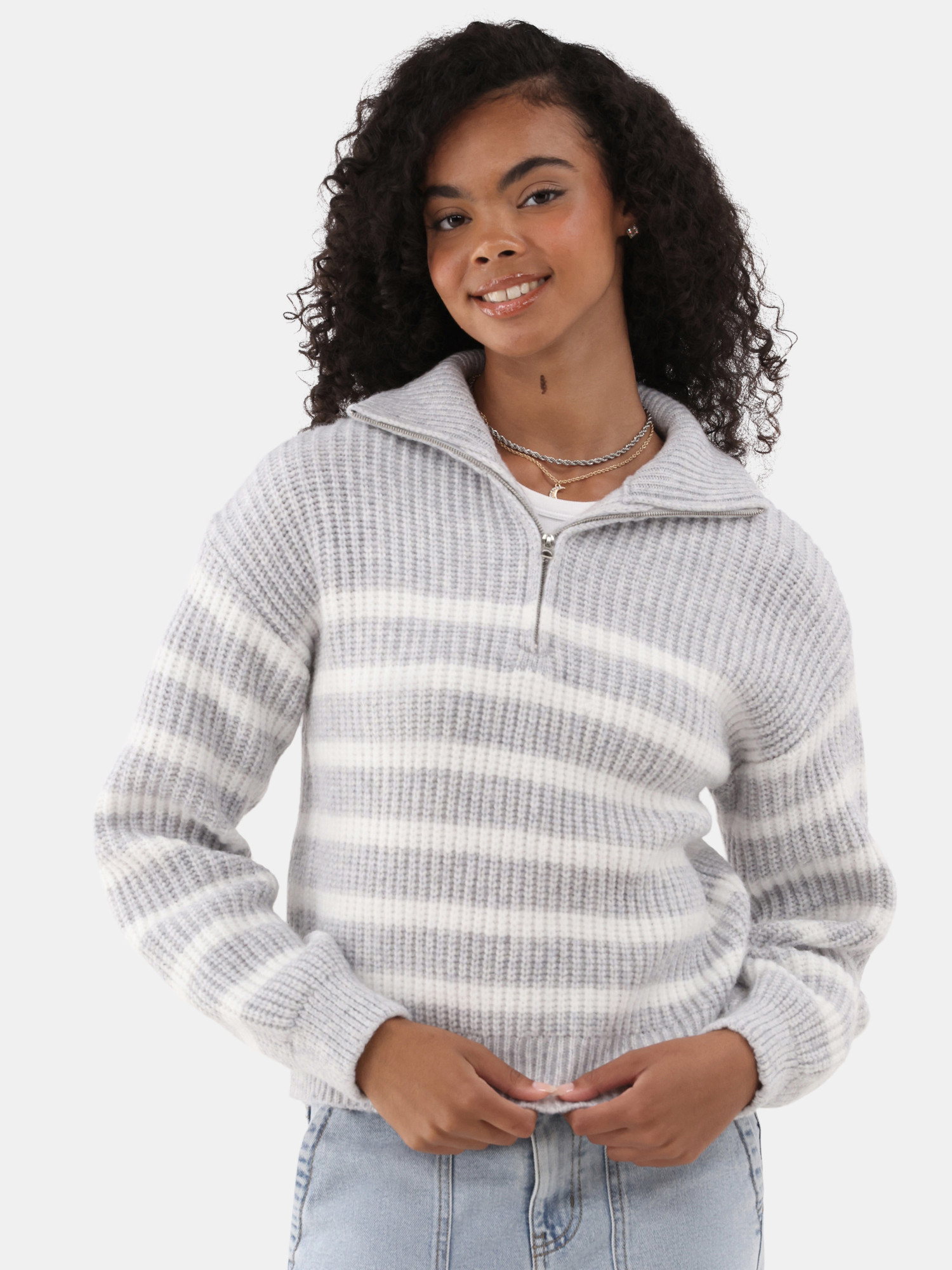 No Boundaries Half Zip Mock Neck Sweater, Midweight, Women’s | Walmart (US)