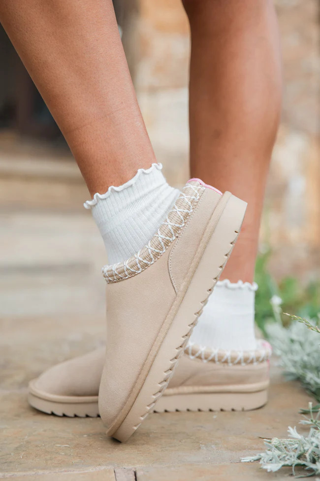 Sydney Light Beige Short Slip-On Bootie | Pink Lily