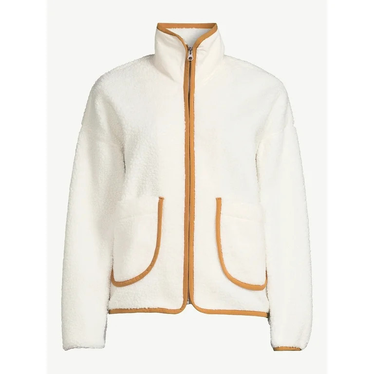 Free Assembly Women's Patch Pocket Mixy Teddy Fleece Jacket, Sizes XS-XXL | Walmart (US)