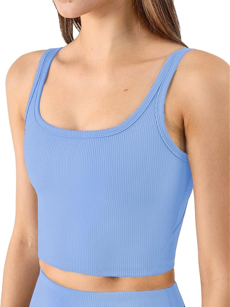 Chilylori Women's Seamless Sports Bra Workout Crop Top Tank Tops for Women Long Lined Sports Bra ... | Amazon (US)