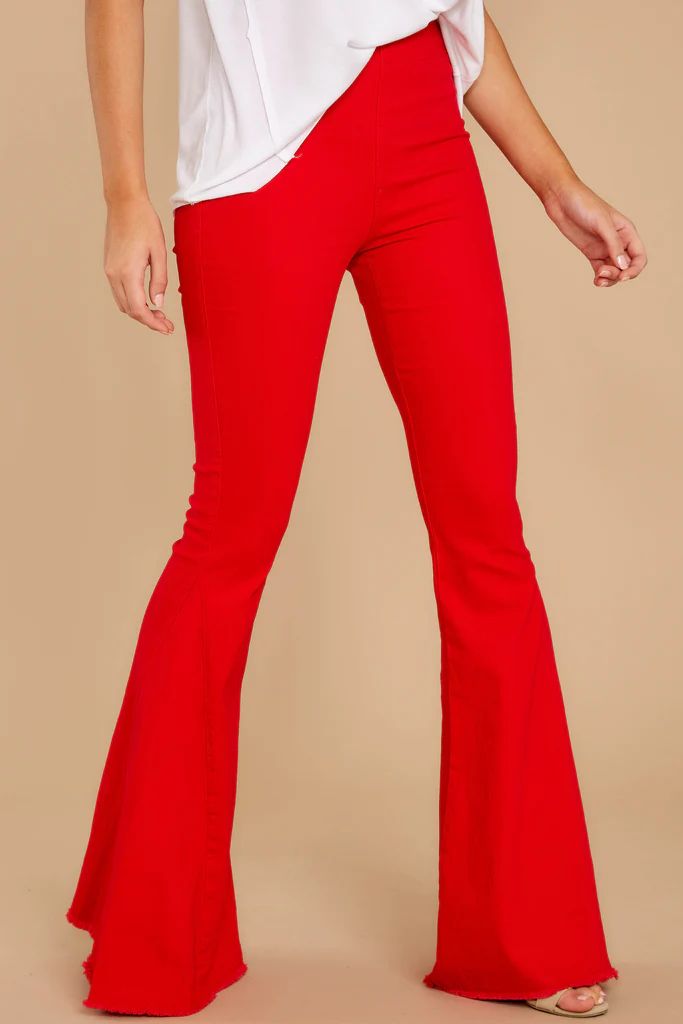 Diggin' These Red Flare Jeans | Red Dress 