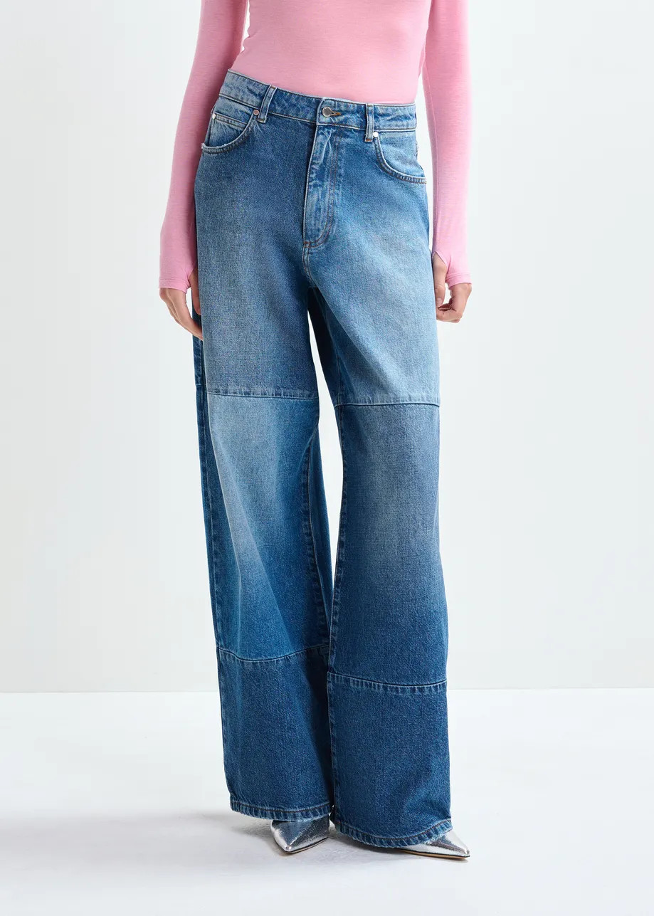 Blue wide-leg patchwork jeans | Essentiel Antwerp United States | Essentiel Antwerp