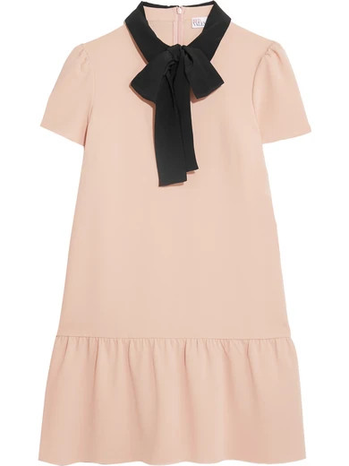 Pussy-bow silk-trimmed crepe de chine mini dress | NET-A-PORTER (US)