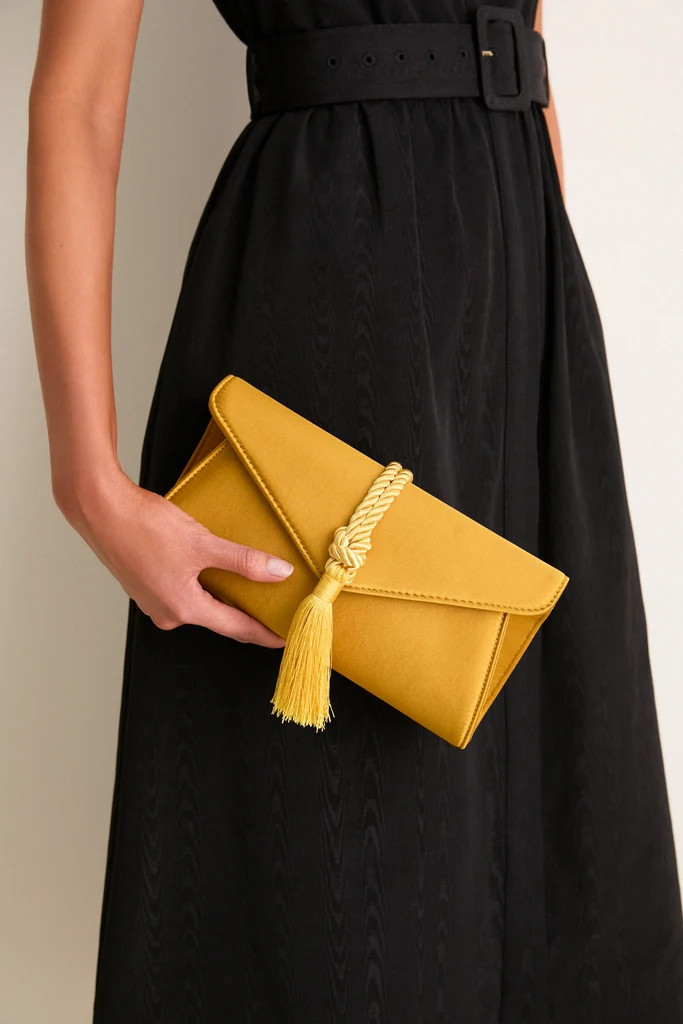 Marigold Satin Gabrielle Clutch | Tuckernuck (US)