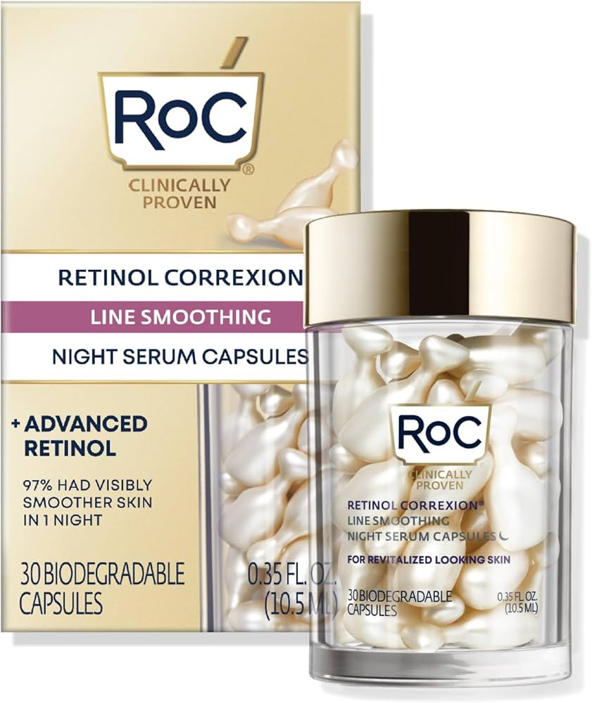 RoC Retinol Correxion Anti-Aging Wrinkle Night Serum, Retinol Serum for Face, Daily Treatment for... | Amazon (US)