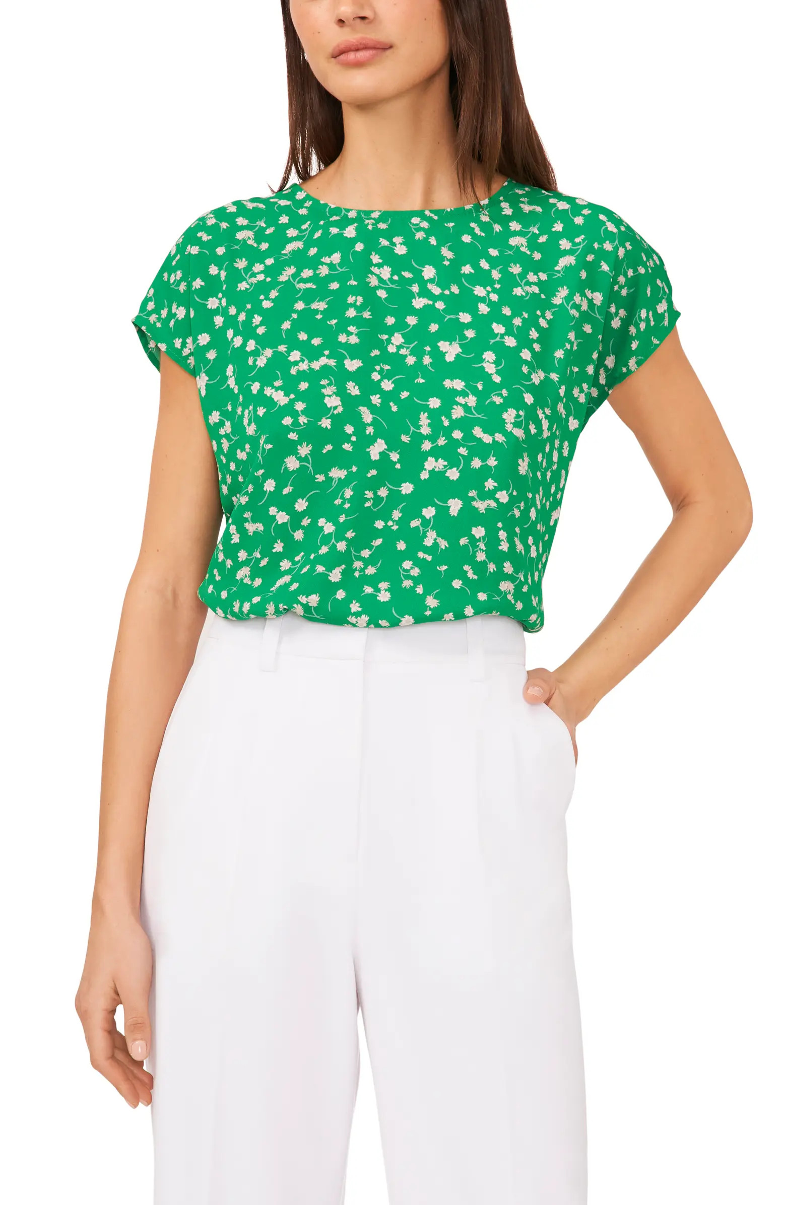 Print Cap Sleeve Blouse | Nordstrom