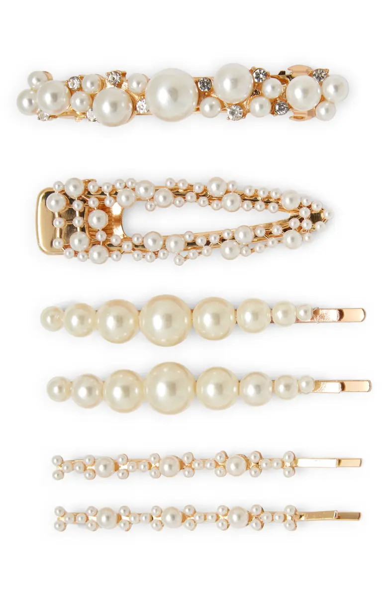 Assorted 6-Pack Imitation Pearl Hair Clips | Nordstrom