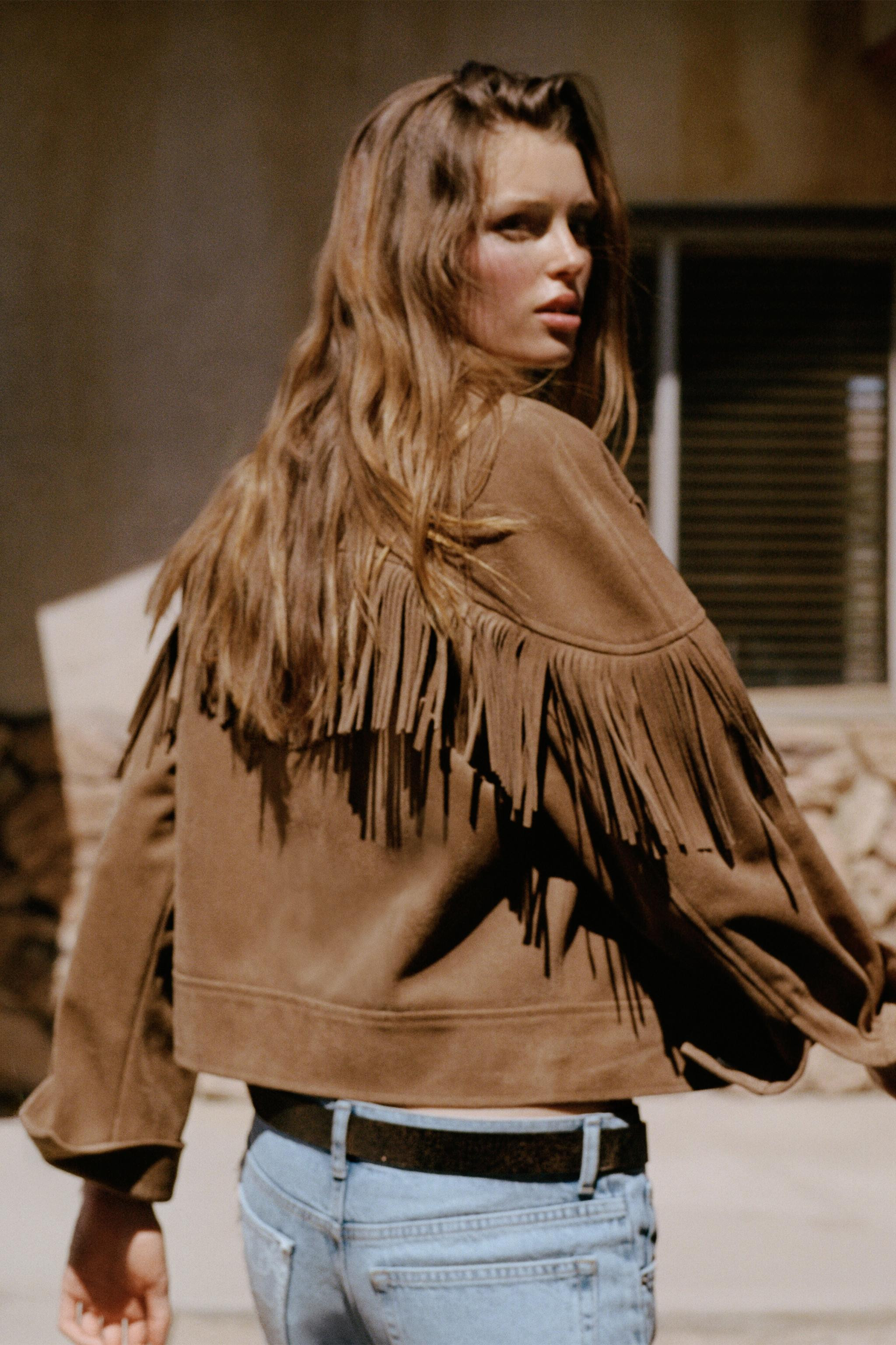 FRINGED FAUX SUEDE JACKET | Zara US