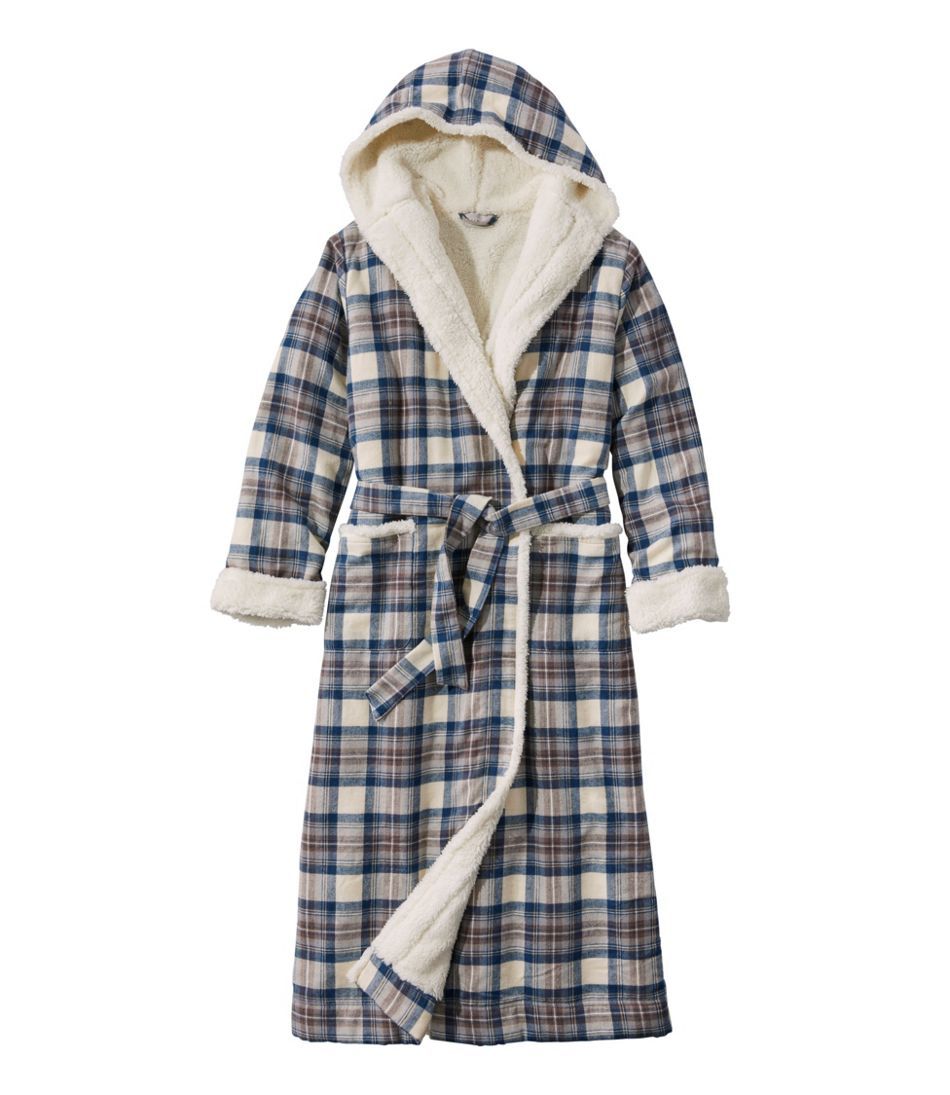 Women's Scotch Plaid Flannel Robe, Sherpa-Lined Long | L.L. Bean