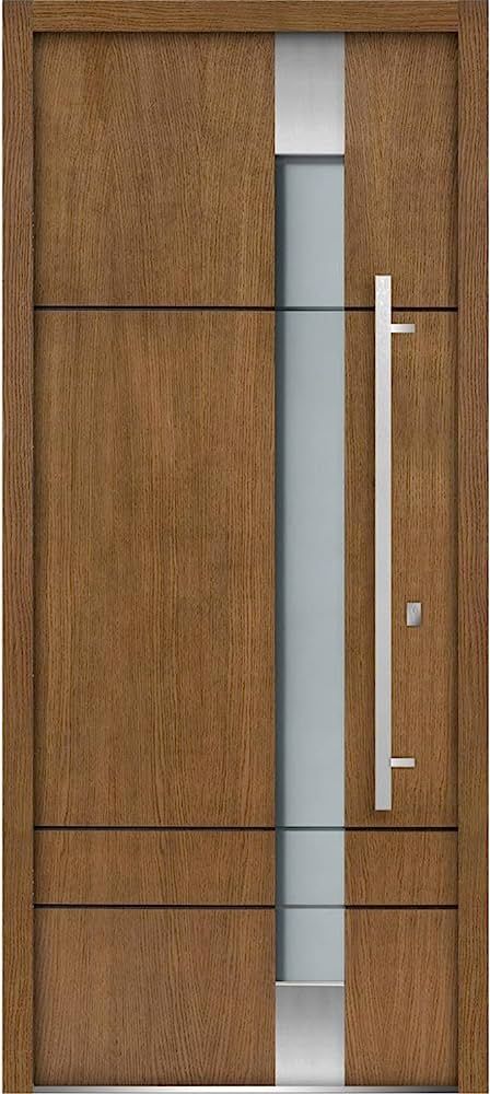 Front Exterior Prehung Frosted Glass Steel Door 36 x 80 inches Left-Hand / Deux 1713 Natural Oak ... | Amazon (US)