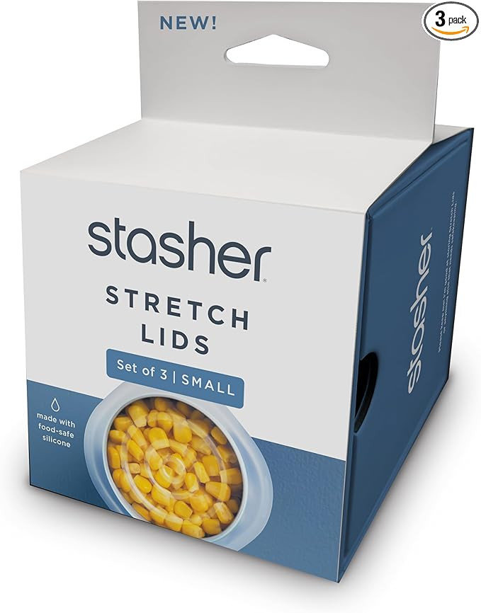 Stasher Premium Reusable Silicone Stretch Lids 3-Pack Box - Small, Clear, 2.5” Lids, Airtight S... | Amazon (US)