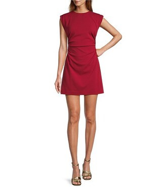 Antonio MelaniClementine Round Neck Shoulder Pad Sleeveless Ruched Dress | Dillard's