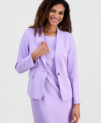 Women's Stretch Crepe One-Button Petal-Lapel Blazer, Regular & Petite | Macy's