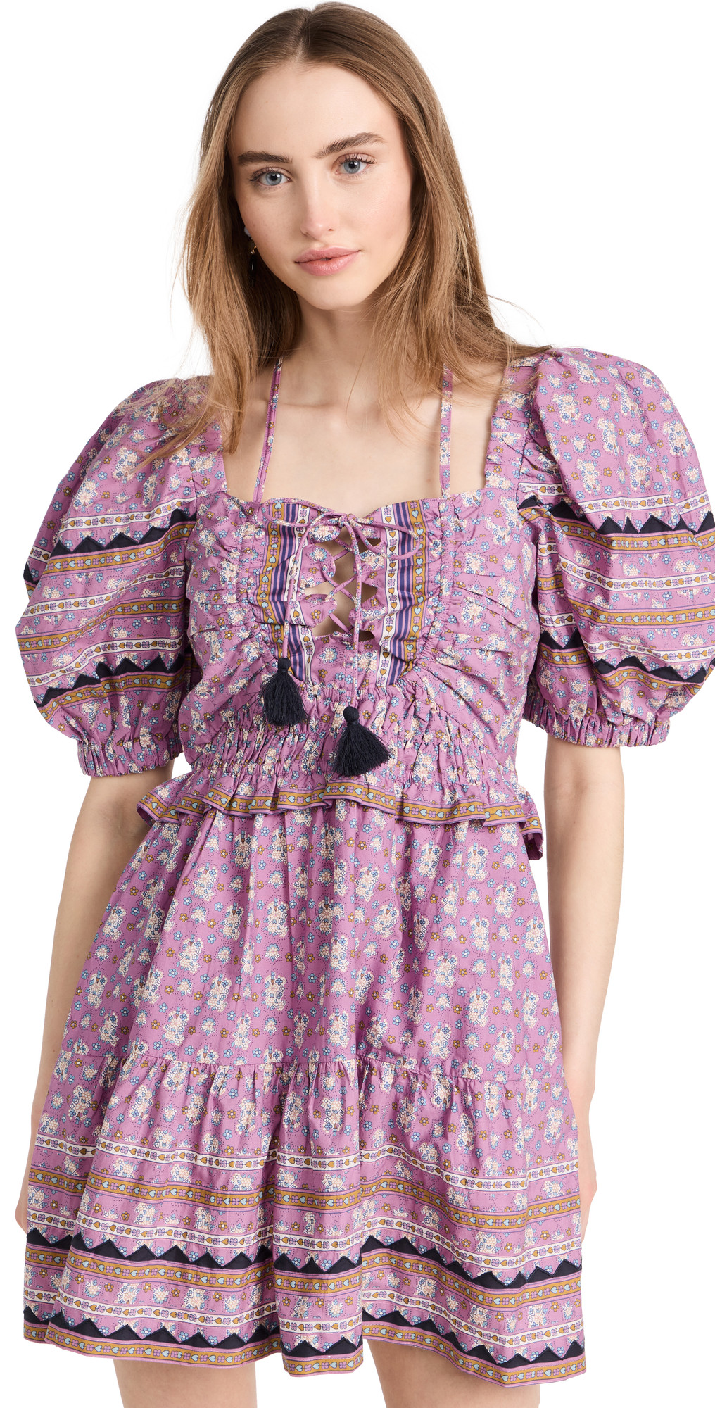 Sea Perry Border Puff Sleeve Dress | Shopbop