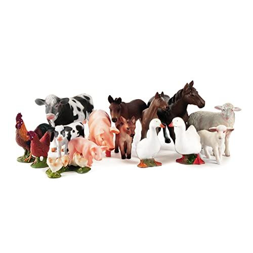 Boley Farm Animal Figurines - 15 Piece Playset of Small Realistic Plastic Assorted Farm Animals f... | Amazon (US)