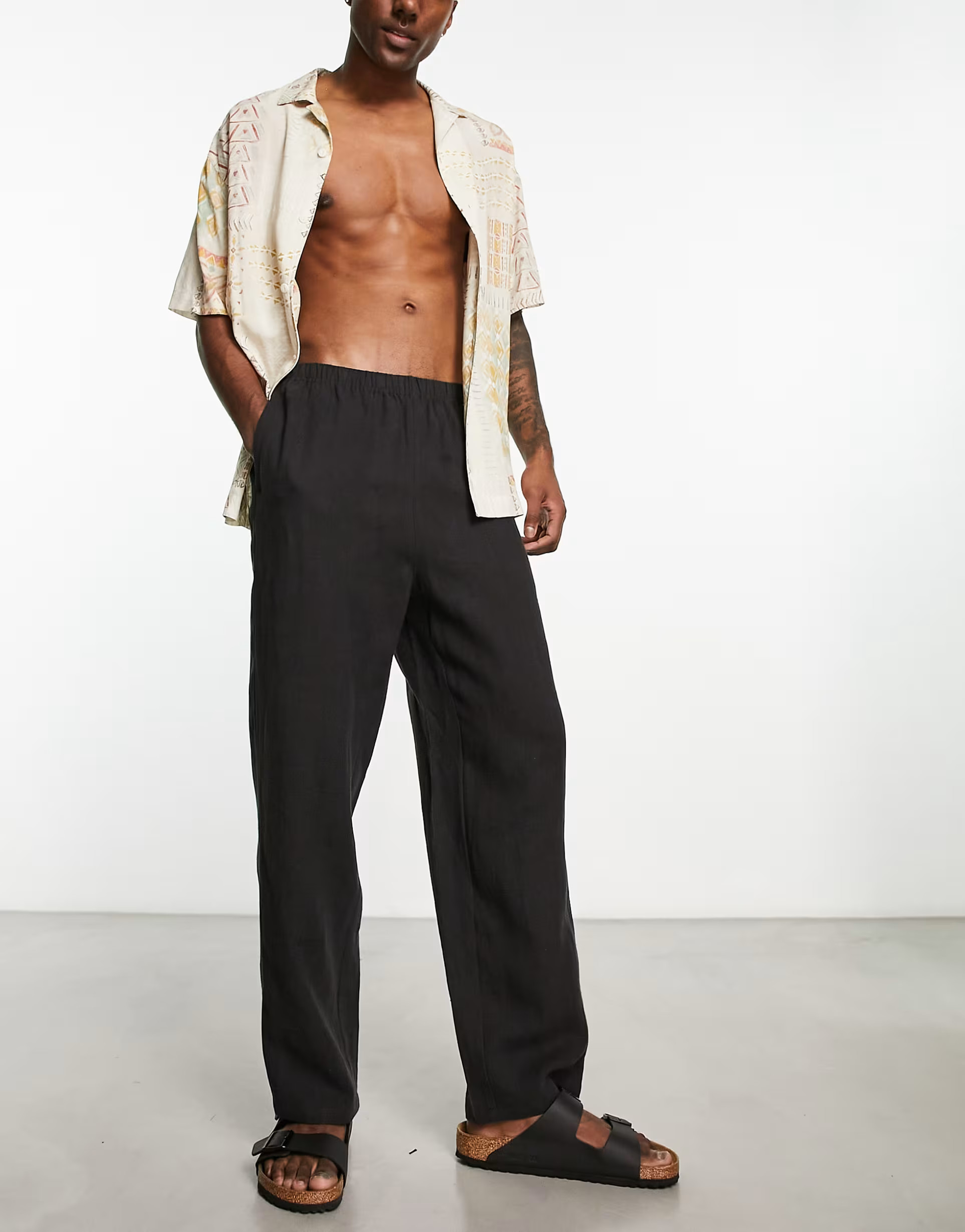Weekday Seth linen trousers in black | ASOS (Global)